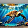 Meeresschildkröte - Druck auf Leinwand, Digital Art, KI Art