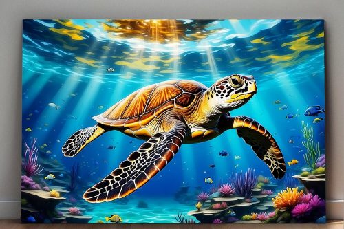 Meeresschildkröte - Druck auf Leinwand, Digital Art, KI Art