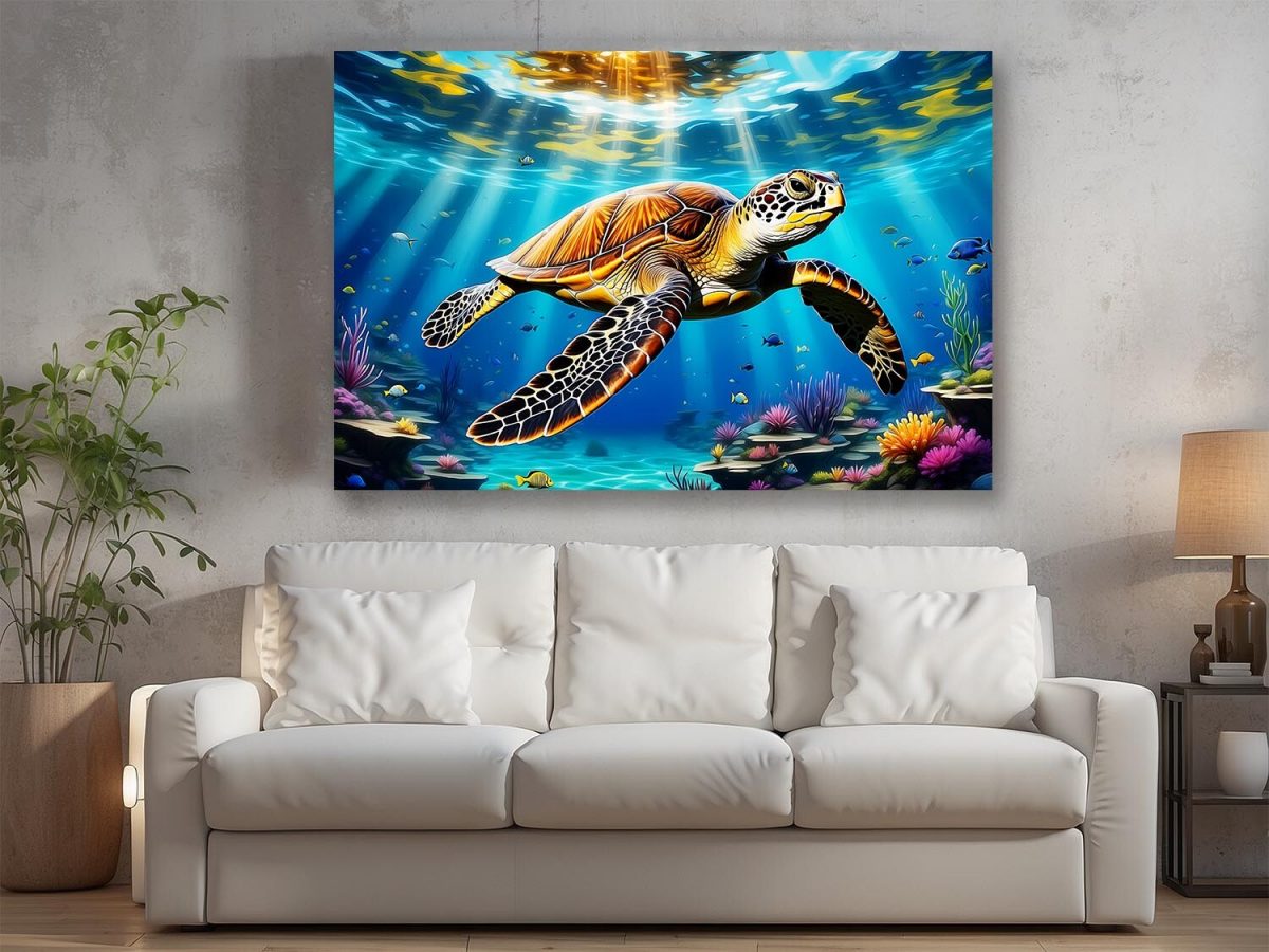 Meeresschildkröte - Druck auf Leinwand, Digital Art, KI Art