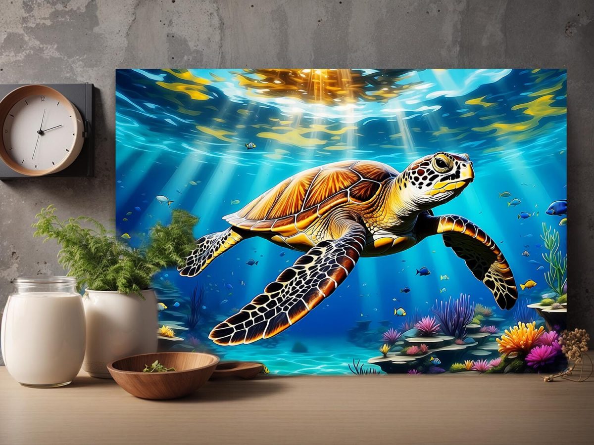 Meeresschildkröte - Druck auf Leinwand, Digital Art, KI Art