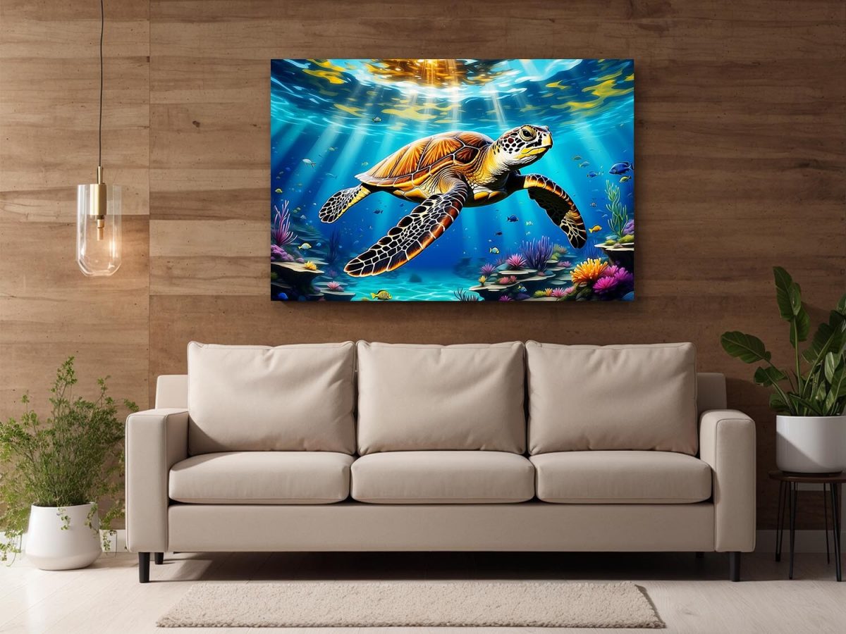 Meeresschildkröte - Druck auf Leinwand, Digital Art, KI Art