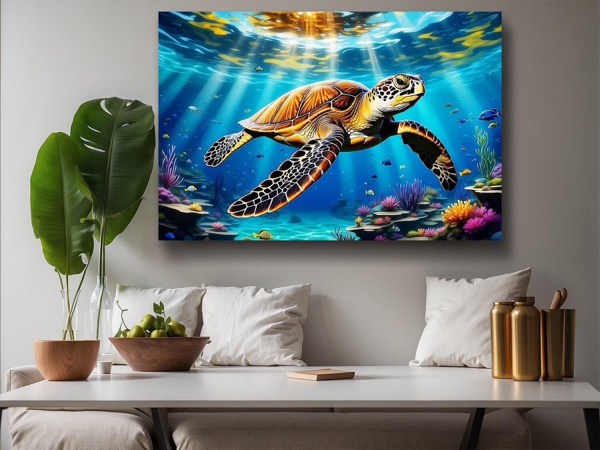 Meeresschildkröte - Druck auf Leinwand, Digital Art, KI Art