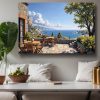 Mediterrane Terrasse mit Meerblick - Druck auf Leinwand