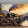Dampflok über dem Viadukt , Druck auf Leinwand