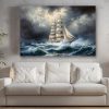 Windjammer in stürmischer See , Druck auf Leinwand