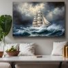 Windjammer in stürmischer See , Druck auf Leinwand