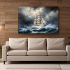 Windjammer in stürmischer See , Druck auf Leinwand
