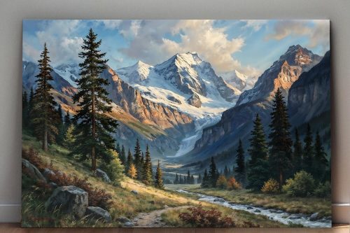 Alpenlandschaft mit Gletscher- Wandbild auf Leinwand