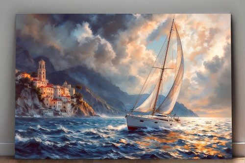 Amalfiküste im Abendrot– Druck auf Leinwand