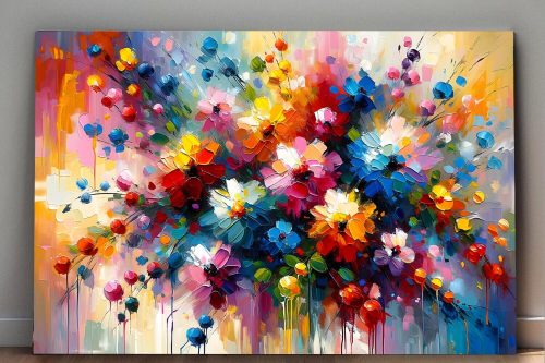 57-380.jpg Blumenstrauß mit dynamischen Farbexplosionen –wie Ölgemälde, Digital Art, KI Art