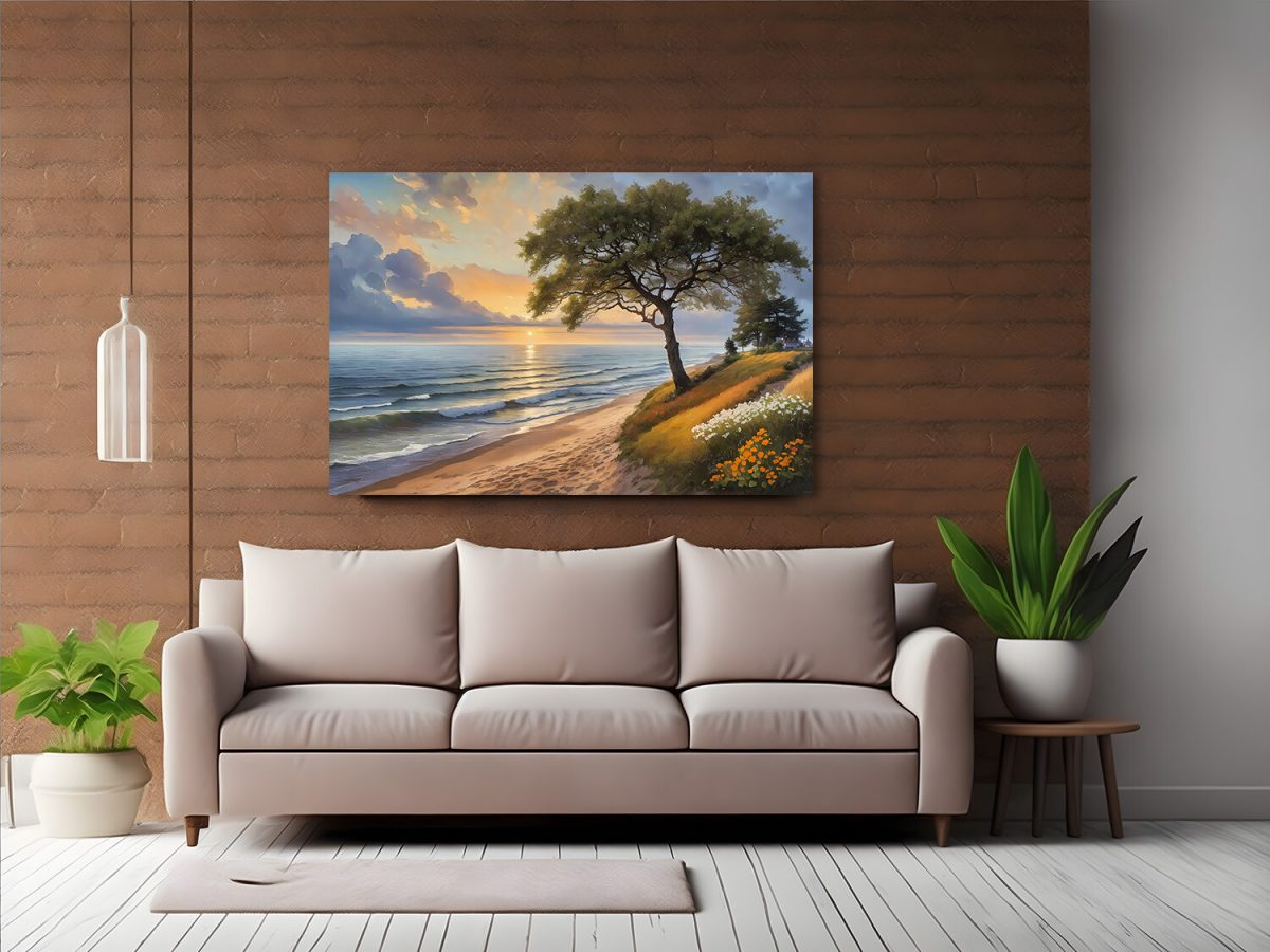 Blick aufs Meer – wie Ölgemälde, Digital Art, KI Art