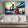 Lebendiges London, Tower Bridge, London Bus, Digital Art, KI Art