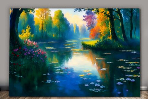 Flusslandschaft im Hebst –wie Ölgemälde, Digital Art, KI Art