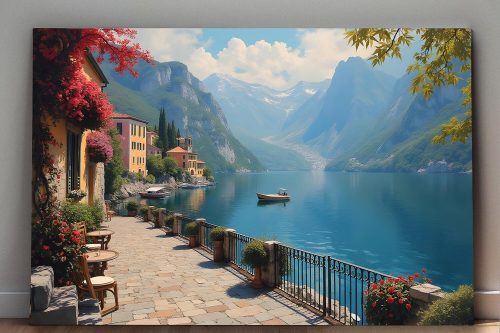 Romantische Uferpromenade am Gardasee, Digital Art, KI Art