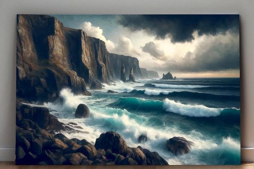 Steilküste bei stürmischem Wetter, Digital Art, KI Art