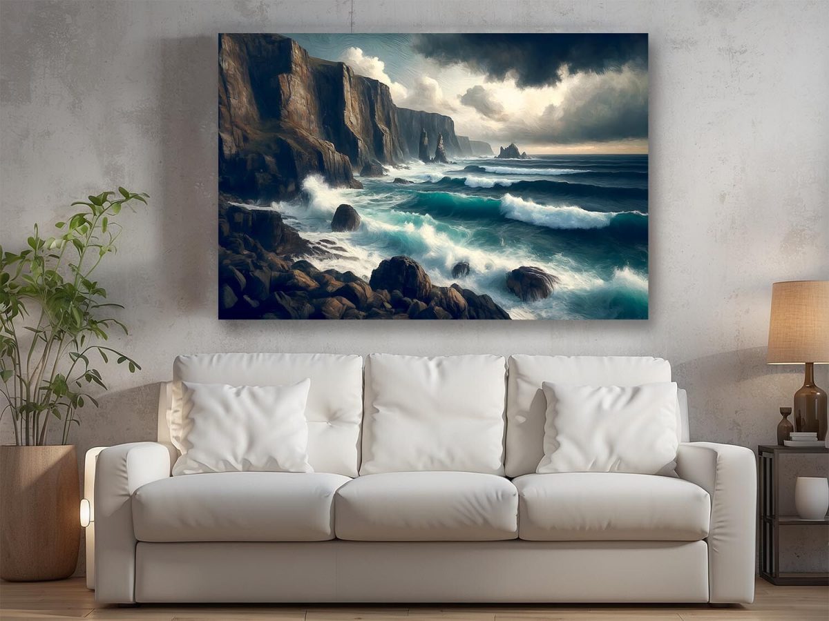 Steilküste bei stürmischem Wetter, Digital Art, KI Art