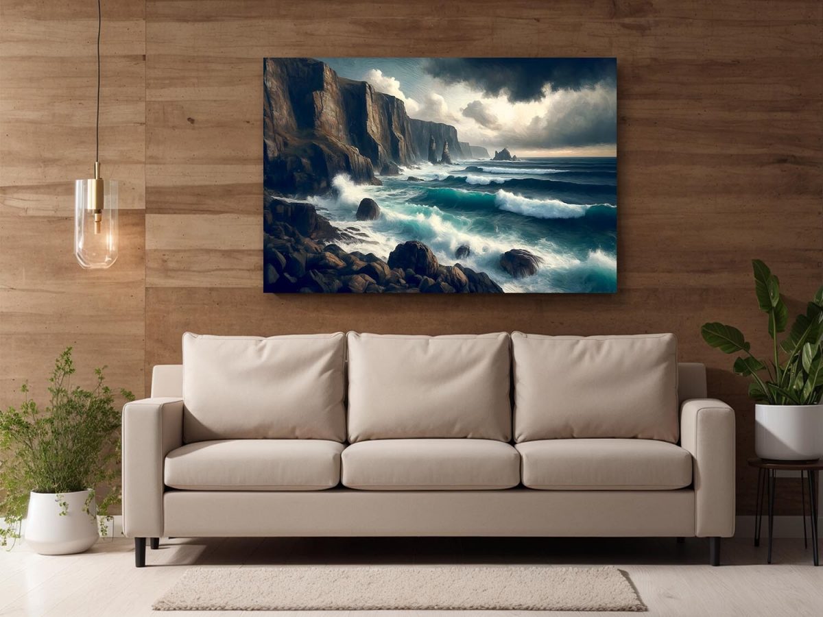 Steilküste bei stürmischem Wetter, Digital Art, KI Art