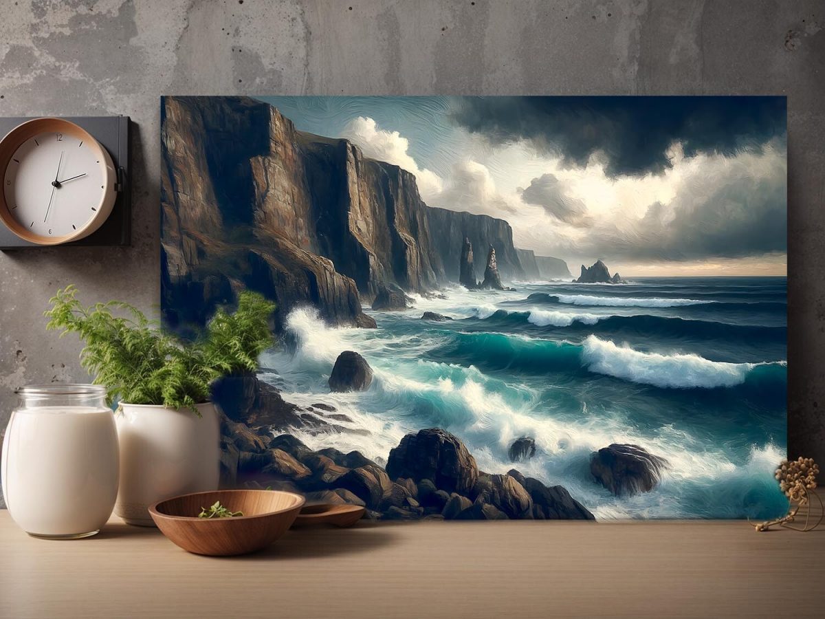 Steilküste bei stürmischem Wetter, Digital Art, KI Art