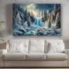 Faszinierende Winterlandschaft mit Wasserfall - Druck auf Leinwand