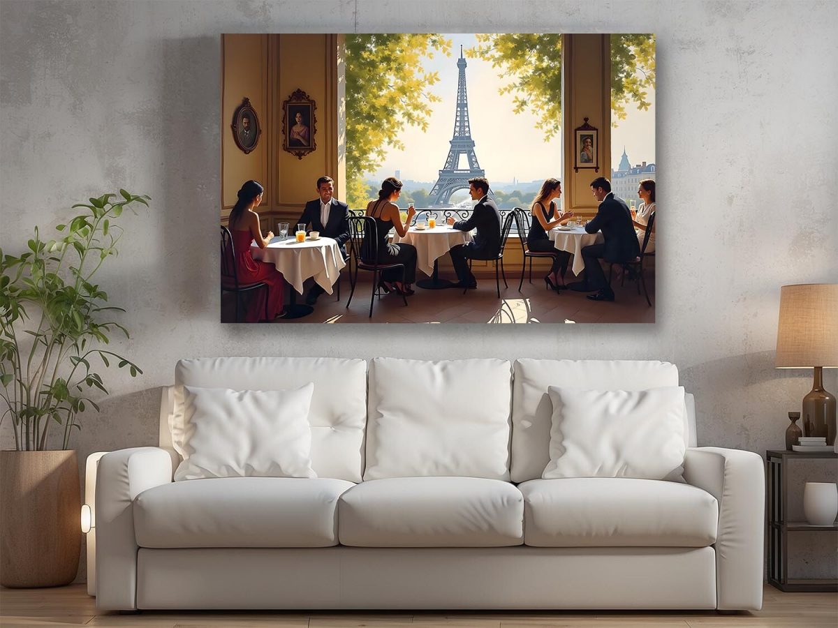 57-492.jpg Pariser Café mit Eiffelturm-Blick, Digital Art, KI Art