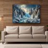 Faszinierende Winterlandschaft mit Wasserfall - Druck auf Leinwand