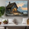 Abendleuchten am Fischerhaus , Druck auf Leinwand,