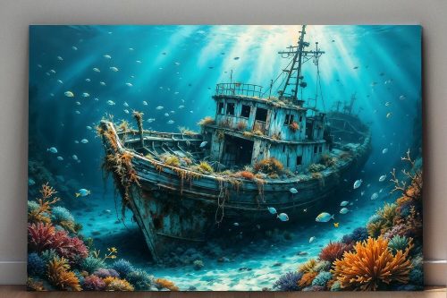 Mystische Unterwasserwelt , Druck auf Leinwand,