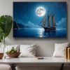 Segelschiff im Mondlicht , Druck auf Leinwand,
