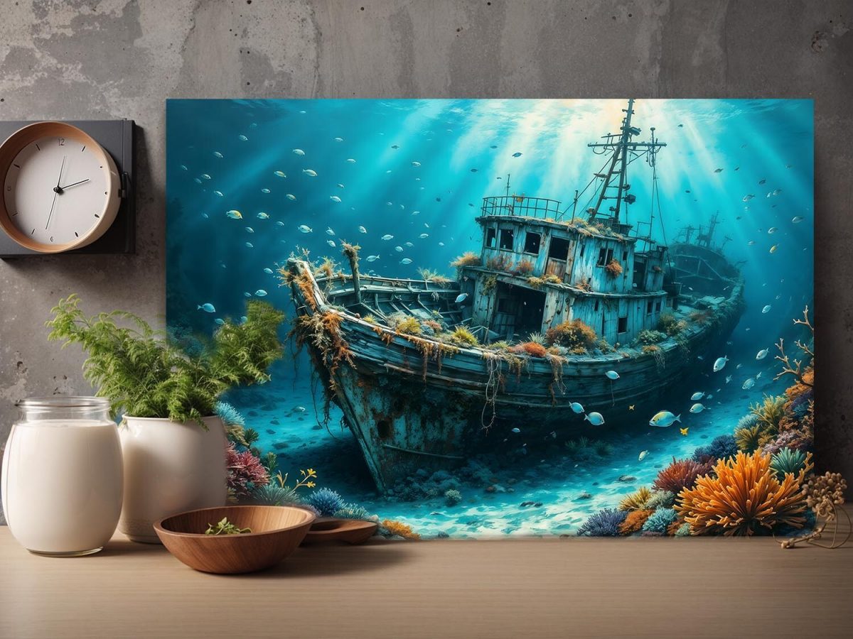 Mystische Unterwasserwelt , Druck auf Leinwand,