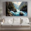 Faszinierende Berglandschaft mit Fluss- Wandbild auf Leinwand
