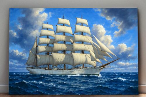 Segelschiff unter vollen Segeln , Druck auf Leinwand