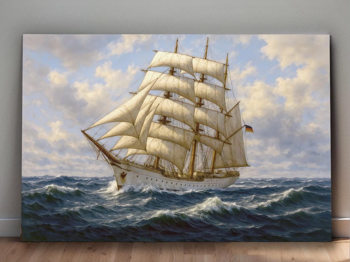 Majestätisches Segelschiff auf hoher See, Druck auf Leinwand,