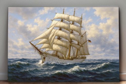 Majestätisches Segelschiff auf hoher See, Druck auf Leinwand,