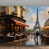 57-583.jpg Pariser Café mit Eiffelturm – Druck auf Leinwand, Digital Art