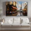 57-584.jpg Pariser Café mit Eiffelturm – Druck auf Leinwand, Digital Art