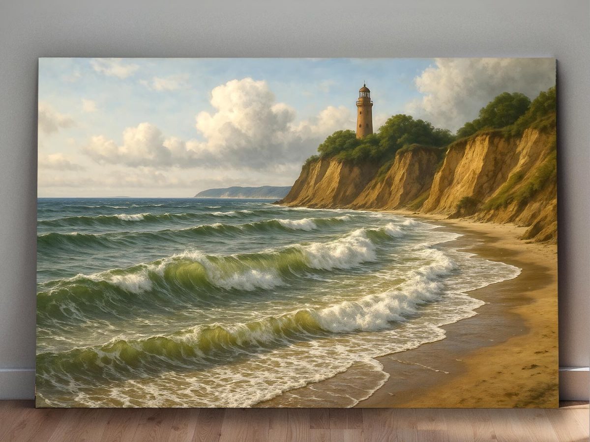 57-593.jpg Leuchtturm auf den Klippen – Druck auf Leinwand, Digital Art,