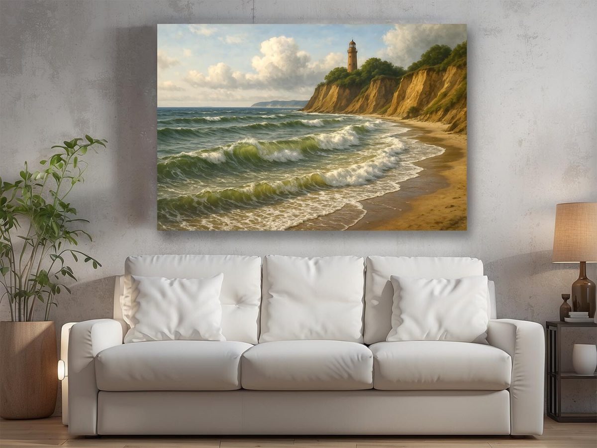 57-594.jpg Leuchtturm auf den Klippen – Druck auf Leinwand, Digital Art,