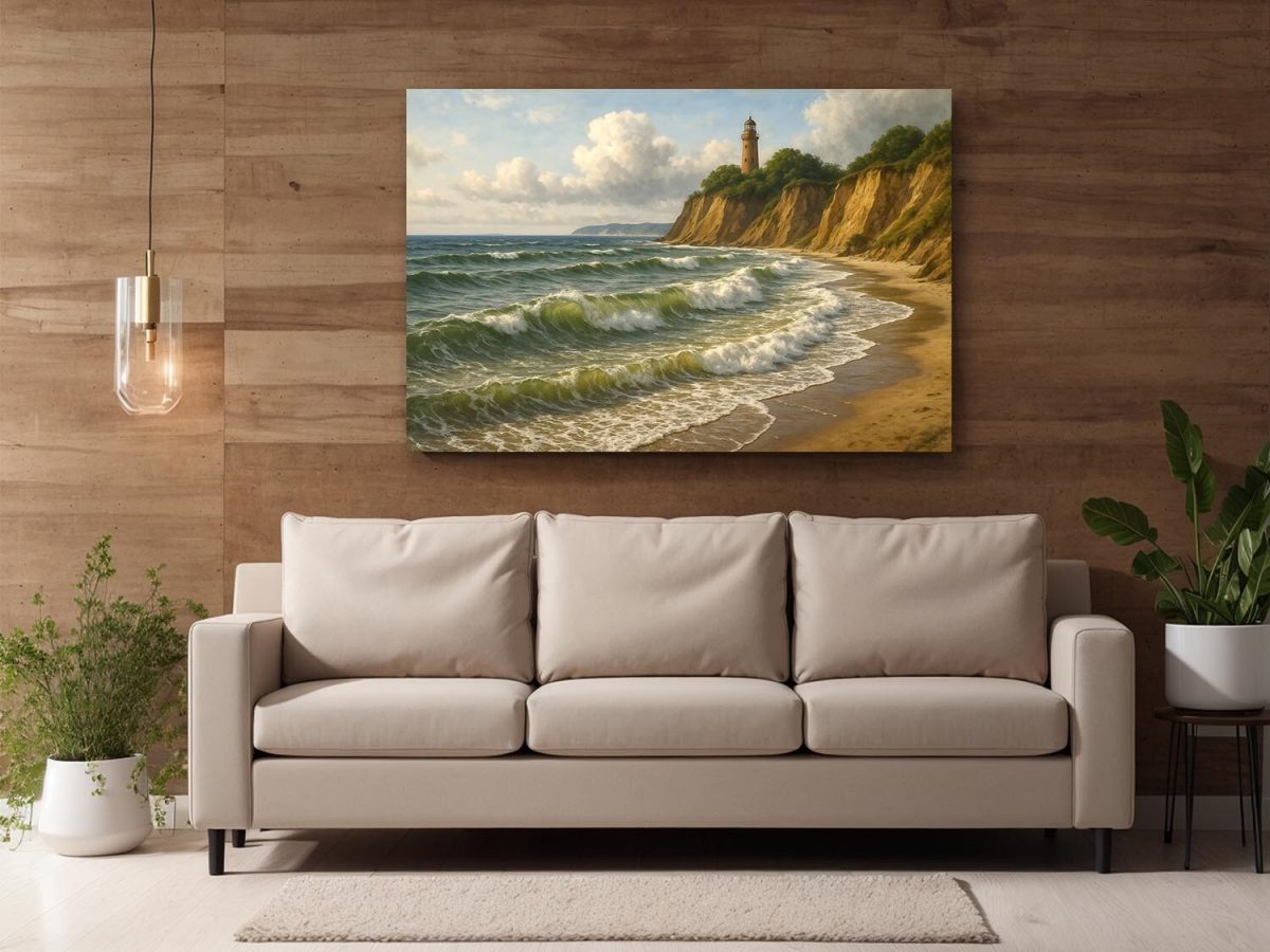 57-596.jpg Leuchtturm auf den Klippen – Druck auf Leinwand, Digital Art,