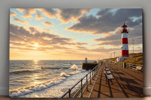Leuchtturm an der Nordsee – Druck auf Leinwand, Digital Art,