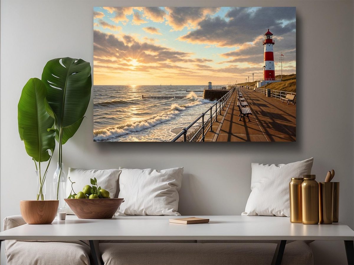 Leuchtturm an der Nordsee – Druck auf Leinwand, Digital Art,