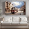 Historische Straßenbahn, Druck auf Leinwand,