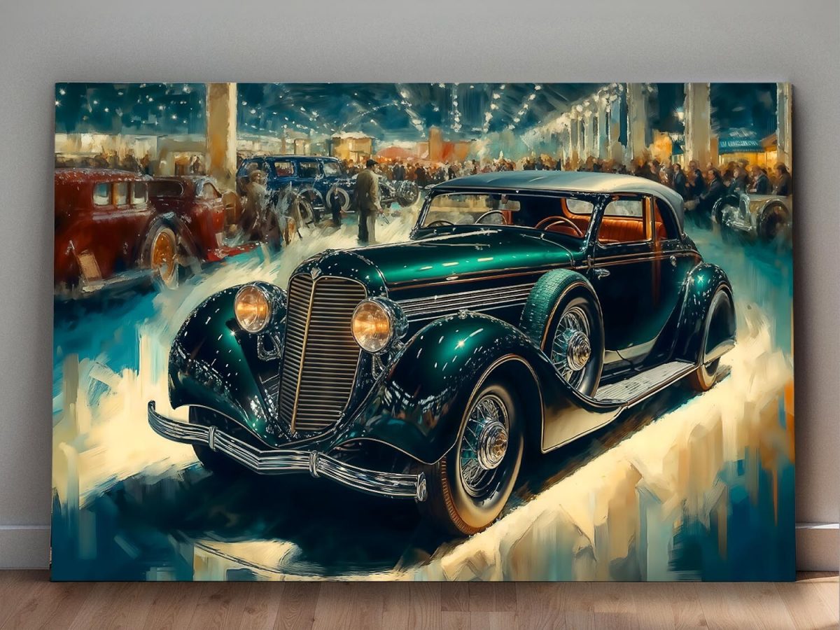 Oldtimer auf einer Autoshow - Druck auf Leinwand