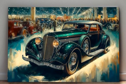 Oldtimer auf einer Autoshow - Druck auf Leinwand