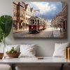 Historische Straßenbahn, Druck auf Leinwand,