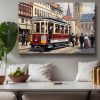 Historische Straßenbahn, Druck auf Leinwand,