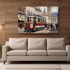 Historische Straßenbahn, Druck auf Leinwand,