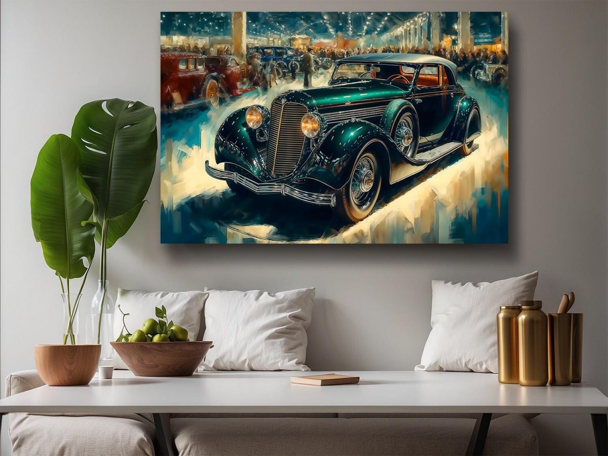 Oldtimer auf einer Autoshow - Druck auf Leinwand