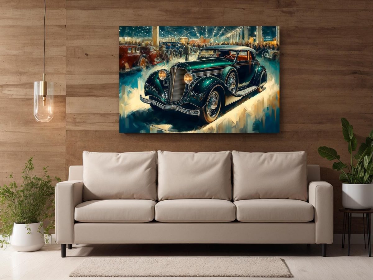 Oldtimer auf einer Autoshow - Druck auf Leinwand