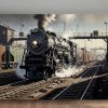 Dampflokomotive im Bahnhof , Druck auf Leinwand