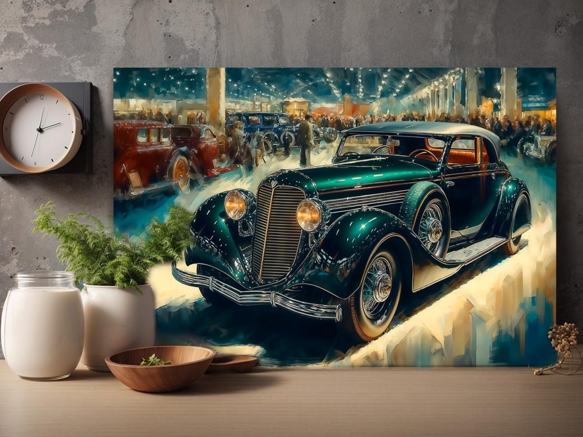 Oldtimer auf einer Autoshow - Druck auf Leinwand